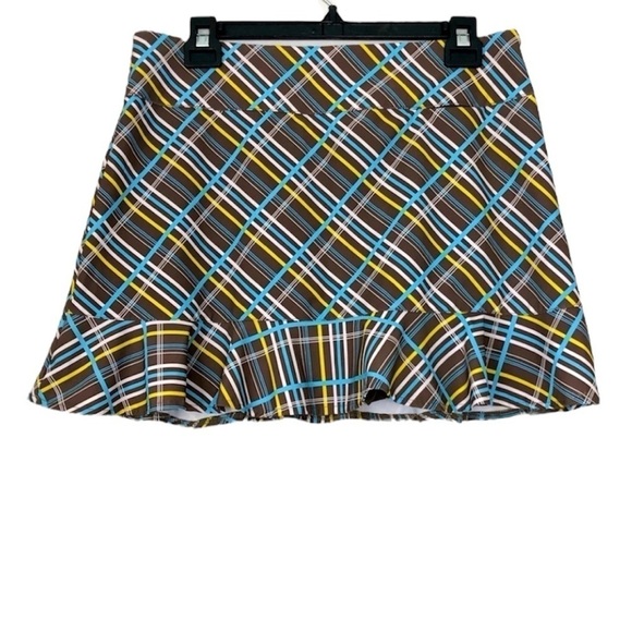 All By Jofit Brown Plaid Mini Ruffle Tennis Pickleball Golf Sports Skirt size 12 - Picture 11 of 11